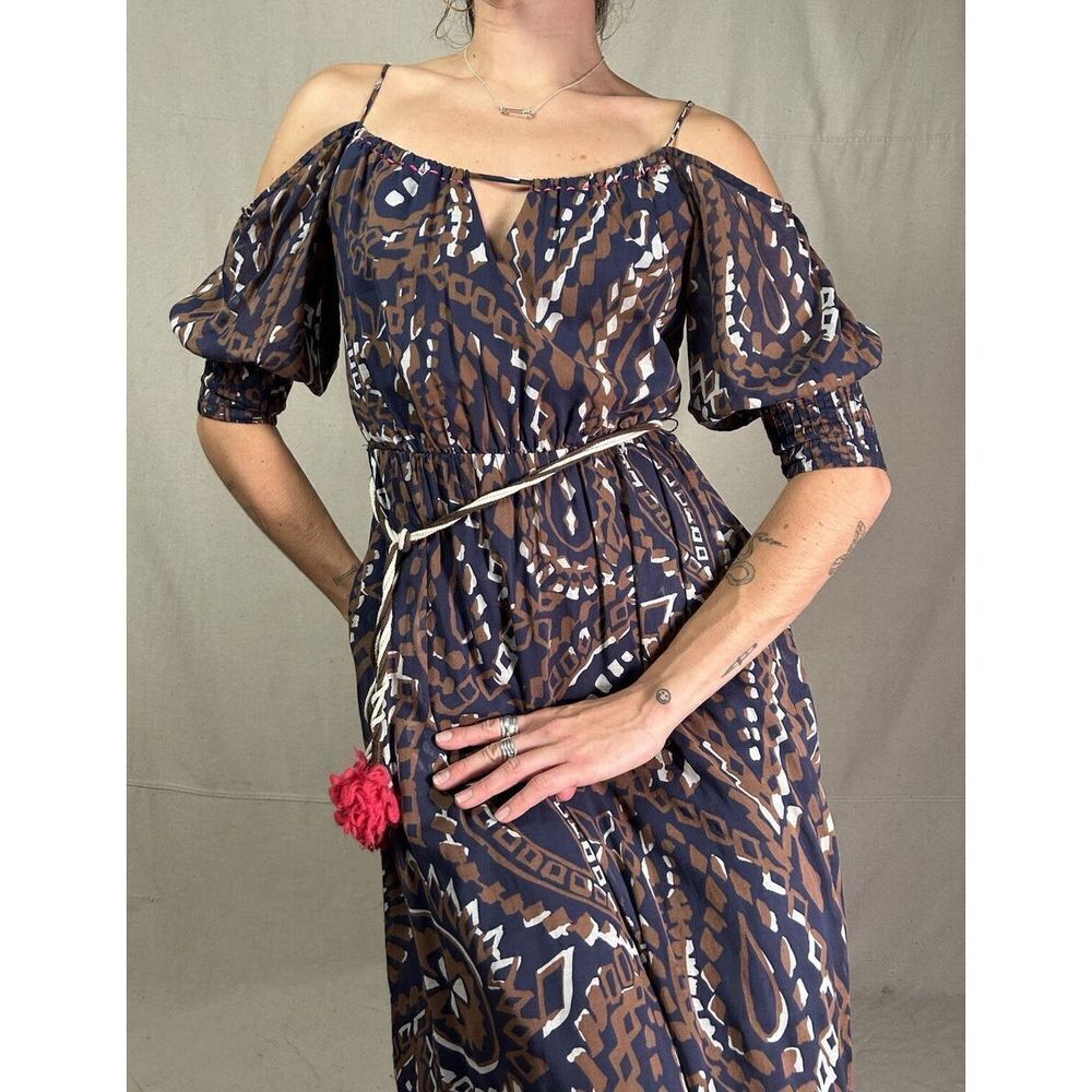 Anthropologie VANESSA VIRGINIA Convivial Midi Dress Boho Cotton Size 4 NWT